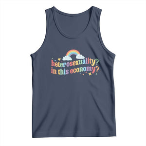 Funny Heterosexuality In This Economy Tank Top Rainbow LGBTQ+ Pride TS11 Navy Print Your Wear