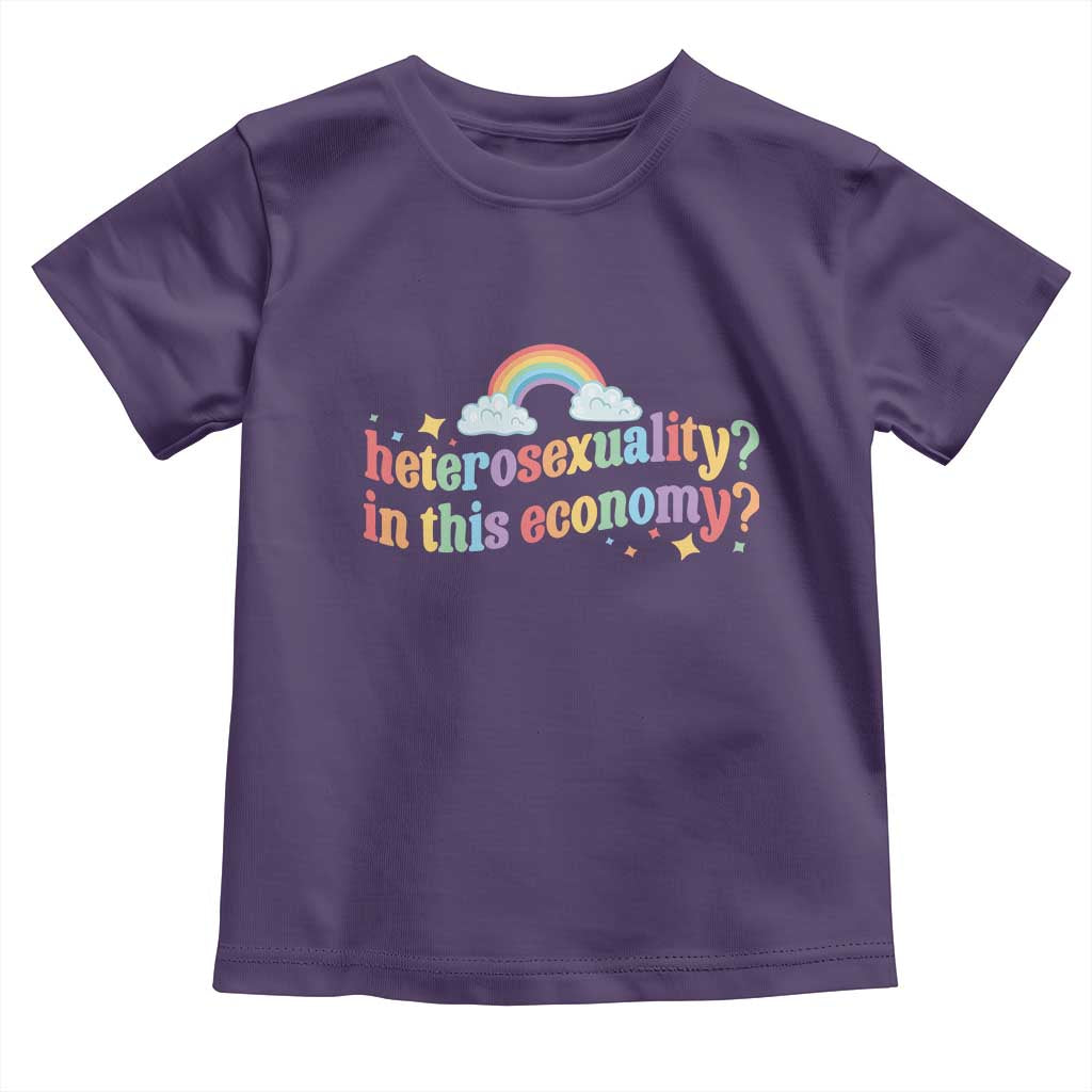 Funny Heterosexuality In This Economy Toddler T Shirt Rainbow LGBTQ+ Pride TS11 Purple Print Your Wear