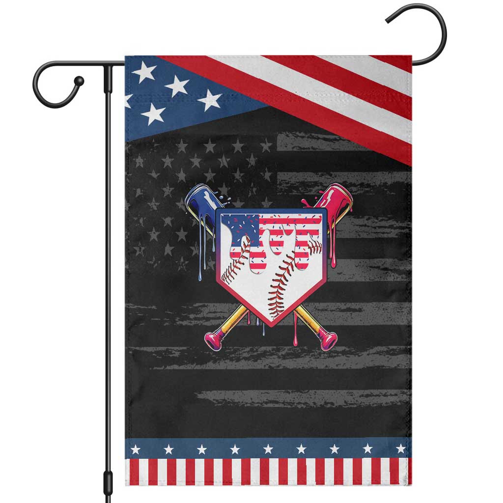 Funny Ice Cream Baseball Drip American Flag Garden Flag 4th Of July TS11 Distressed Black Blue Print Your Wear