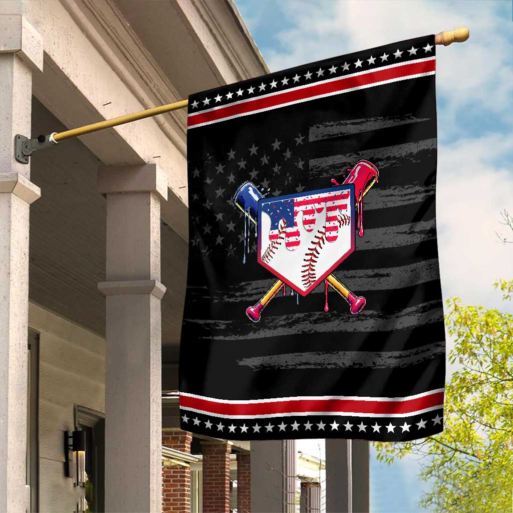 Funny Ice Cream Baseball Drip American Flag Garden Flag 4th Of July TS11 Distressed Black Red Print Your Wear