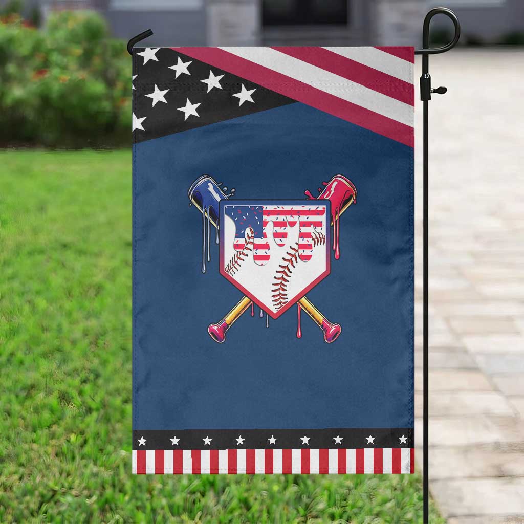 Funny Ice Cream Baseball Drip American Flag Garden Flag 4th Of July TS11 Classic Blue Black Print Your Wear