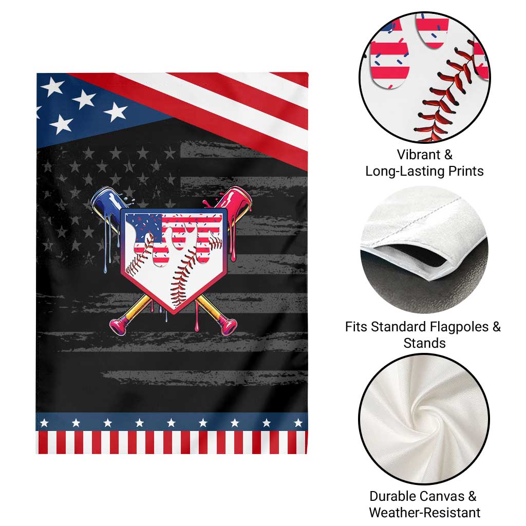 Funny Ice Cream Baseball Drip American Flag Garden Flag 4th Of July TS11 Print Your Wear