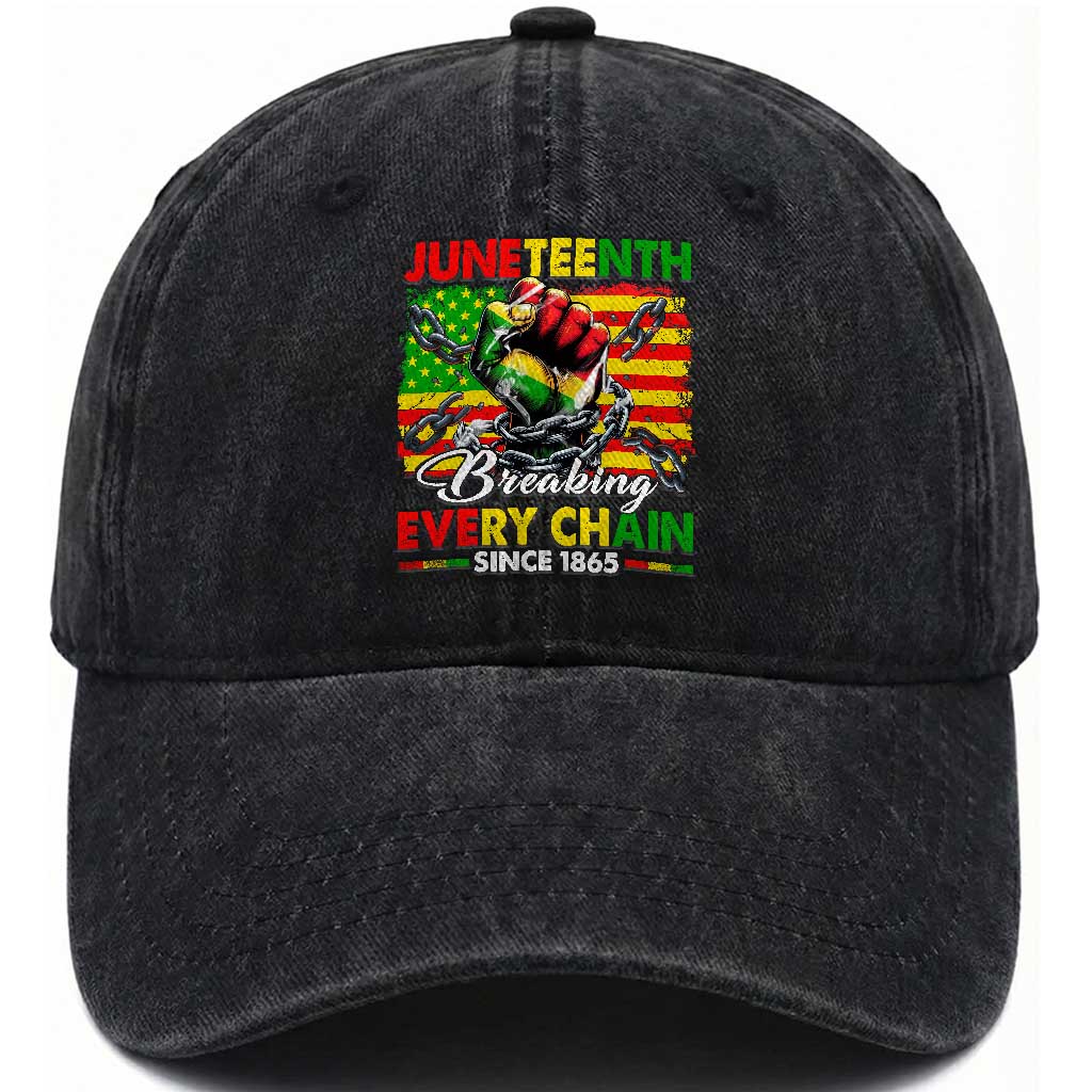 Juneteenth Breaking Every Chain Since 1865 Washed Cotton Baseball Cap Hand Fist Freedom TS11 Print Your Wear