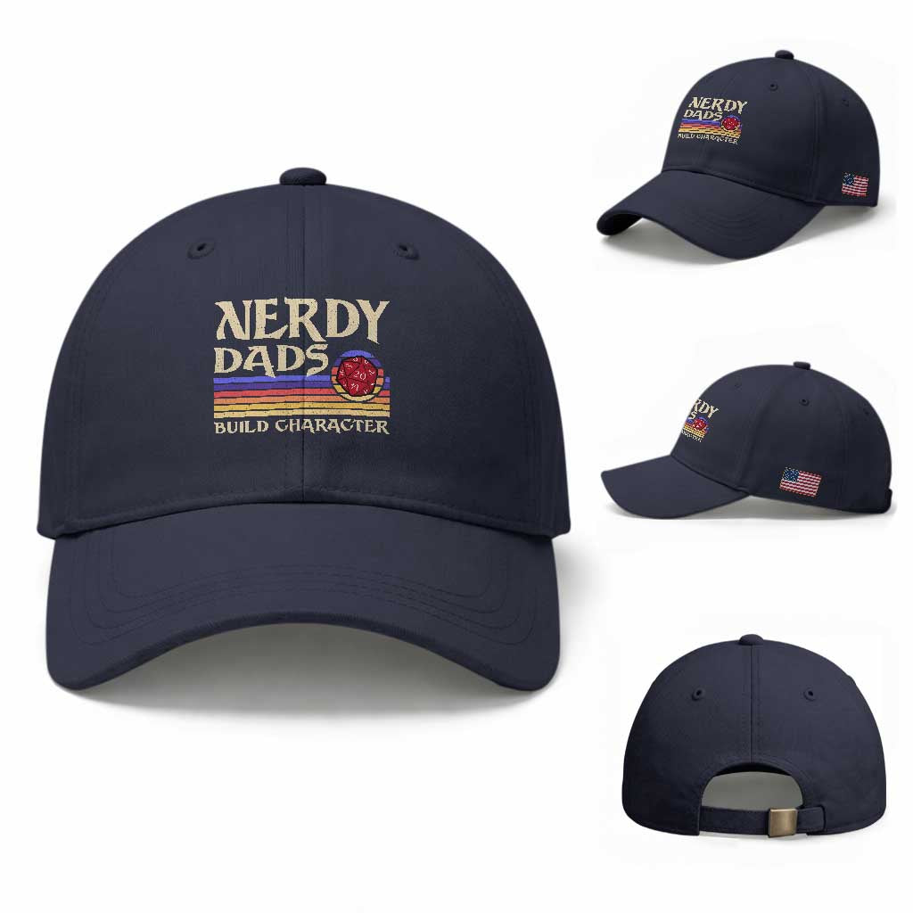 Nerdy Dad Baseball Cap Funny Fathers Day RPG Gaming D20 Tabletop TS11 Baseball Cap Universal Fit Navy Print Your Wear