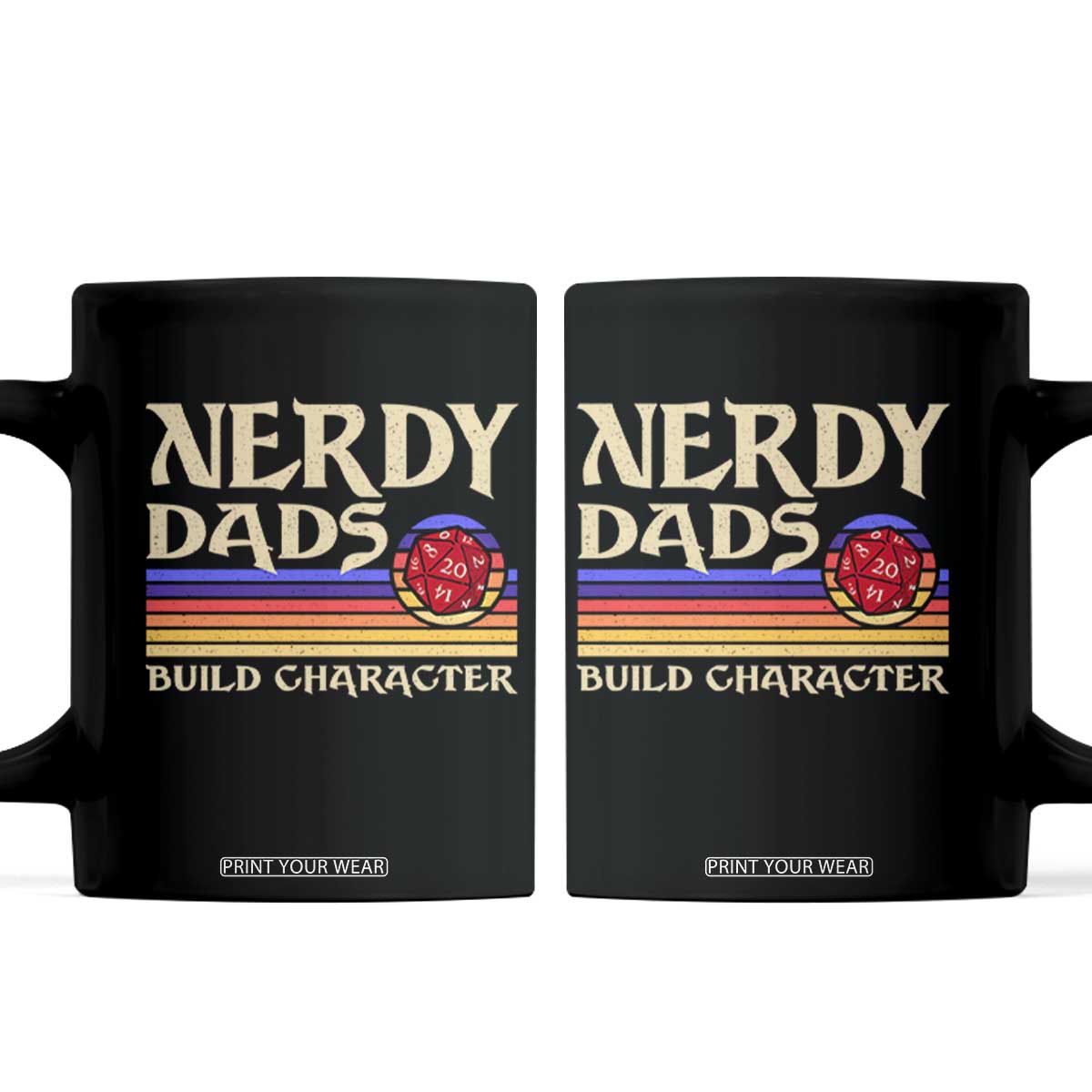 Nerdy Dad Coffee Mug Funny Fathers Day RPG Gaming D20 Tabletop TS11 Black Print Your Wear