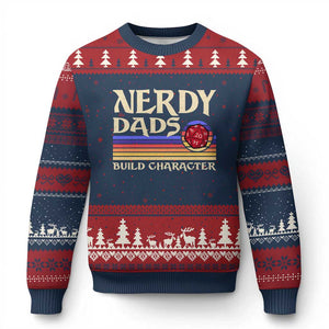 Nerdy Dad Ugly Christmas Sweater Funny Fathers Day RPG Gaming D20 Tabletop TS11 Navy Red Print Your Wear