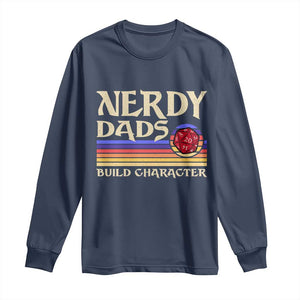 Nerdy Dad Long Sleeve Shirt Funny Fathers Day RPG Gaming D20 Tabletop TS11 Navy Print Your Wear