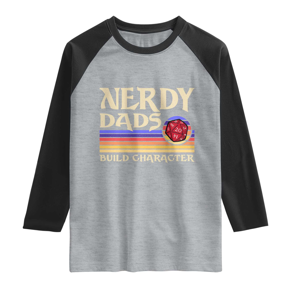 Nerdy Dad Raglan Shirt Funny Fathers Day RPG Gaming D20 Tabletop TS11 Heather Gray Black Print Your Wear