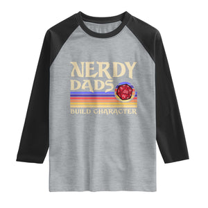 Nerdy Dad Raglan Shirt Funny Fathers Day RPG Gaming D20 Tabletop TS11 Heather Gray Black Print Your Wear