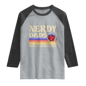 Nerdy Dad Raglan Shirt Funny Fathers Day RPG Gaming D20 Tabletop TS11 Heather Gray Heather Charcoal Print Your Wear