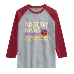 Nerdy Dad Raglan Shirt Funny Fathers Day RPG Gaming D20 Tabletop TS11 Heather Gray Heather Red Print Your Wear