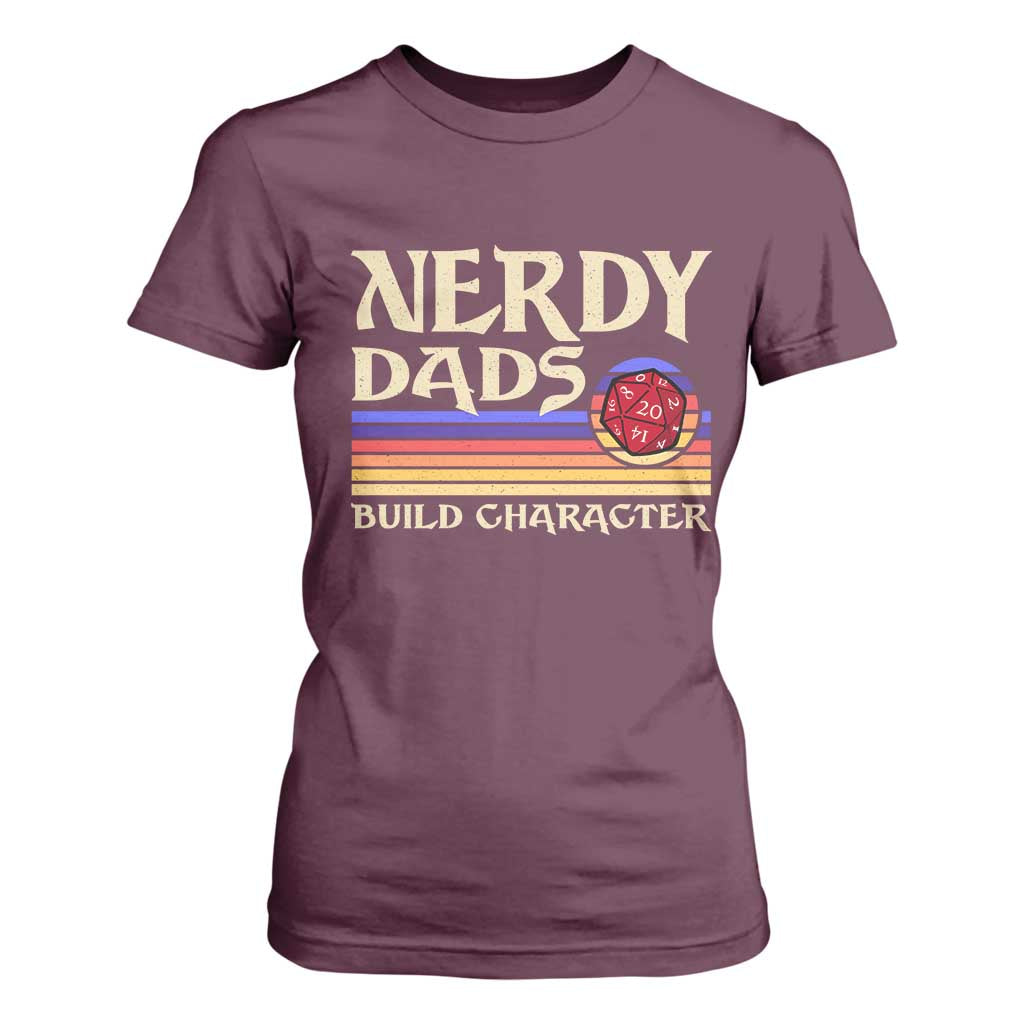 Nerdy Dad T Shirt For Women Funny Fathers Day RPG Gaming D20 Tabletop TS11 Maroon Print Your Wear