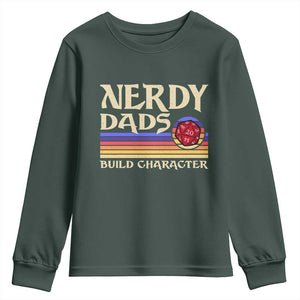 Nerdy Dad Youth Sweatshirt Funny Fathers Day RPG Gaming D20 Tabletop TS11 Dark Forest Green Print Your Wear