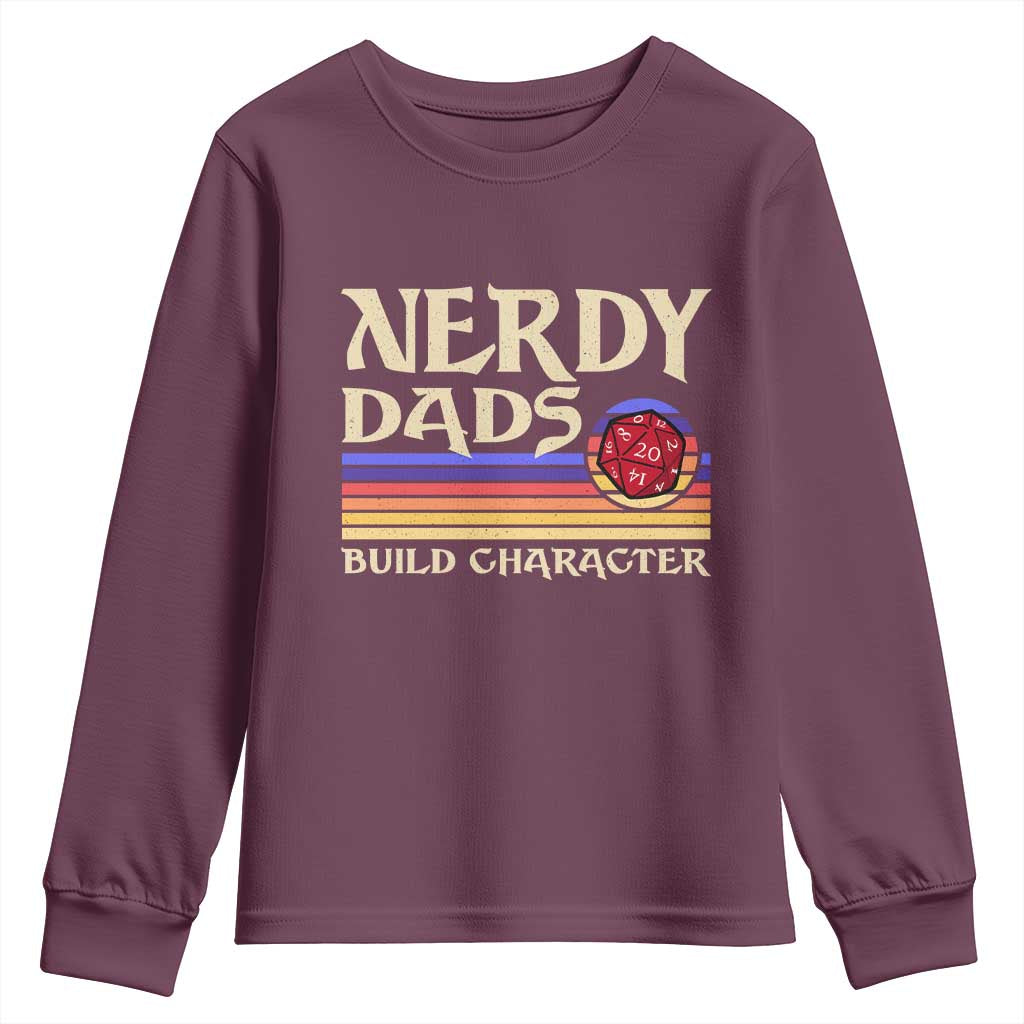 Nerdy Dad Youth Sweatshirt Funny Fathers Day RPG Gaming D20 Tabletop TS11 Maroon Print Your Wear