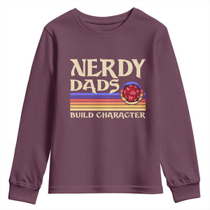 Nerdy Dad Youth Sweatshirt Funny Fathers Day RPG Gaming D20 Tabletop TS11 Maroon Print Your Wear