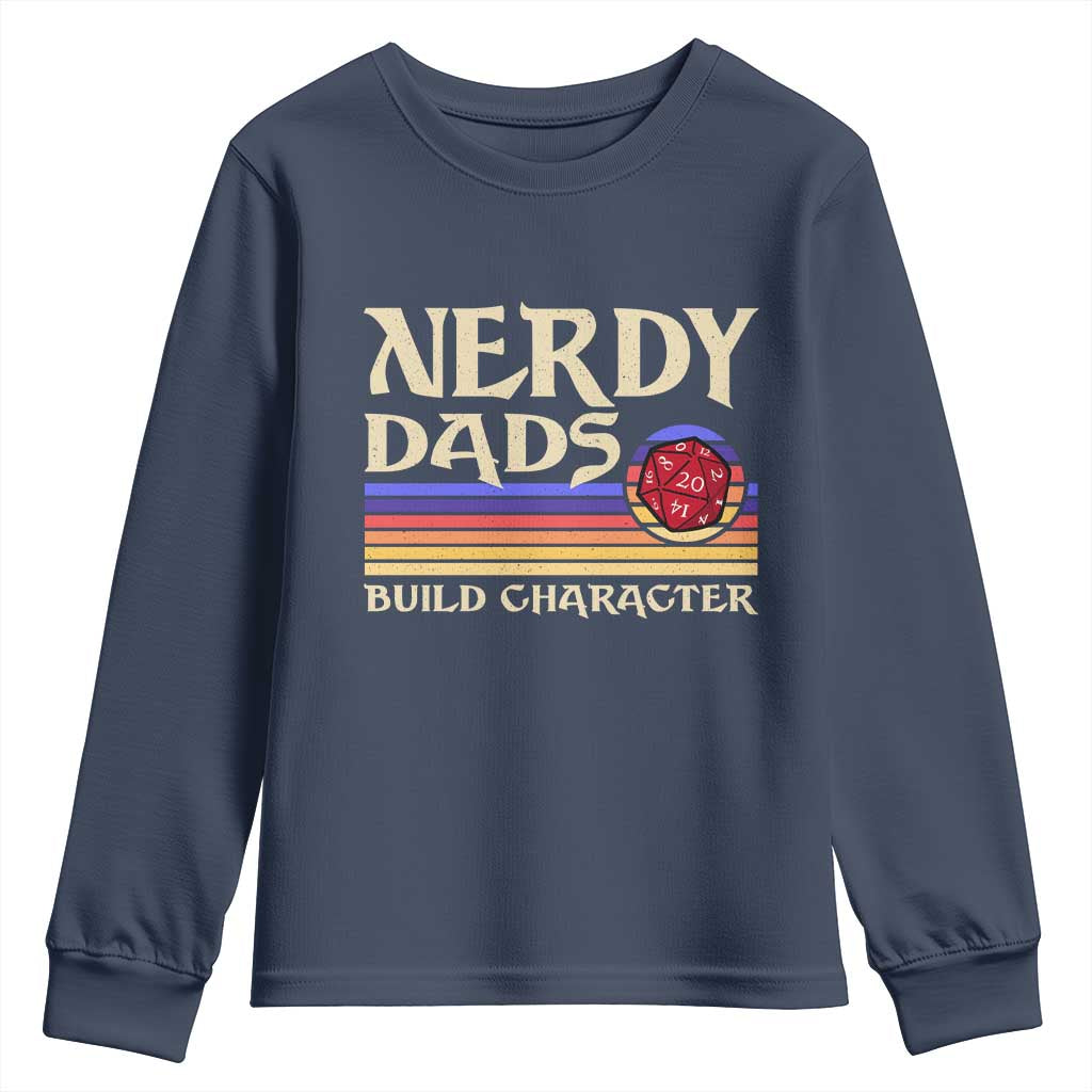Nerdy Dad Youth Sweatshirt Funny Fathers Day RPG Gaming D20 Tabletop TS11 Navy Print Your Wear