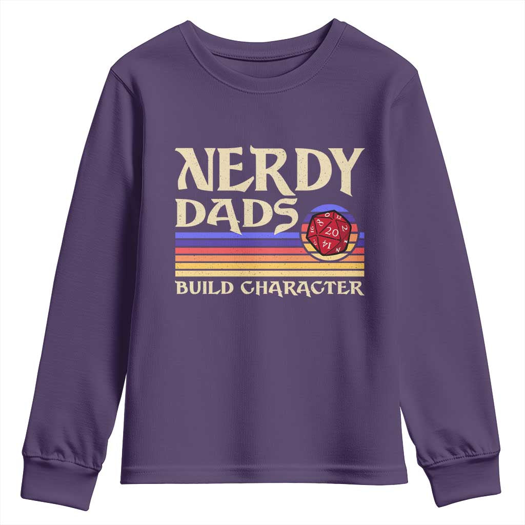 Nerdy Dad Youth Sweatshirt Funny Fathers Day RPG Gaming D20 Tabletop TS11 Purple Print Your Wear