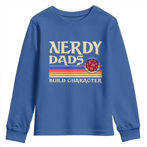 Nerdy Dad Youth Sweatshirt Funny Fathers Day RPG Gaming D20 Tabletop TS11 Royal Blue Print Your Wear