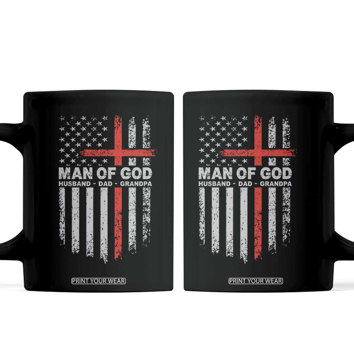 Man of God Husband Dad Protector Coffee Mug Christian Dad Fathers Day TS11 Black Print Your Wear