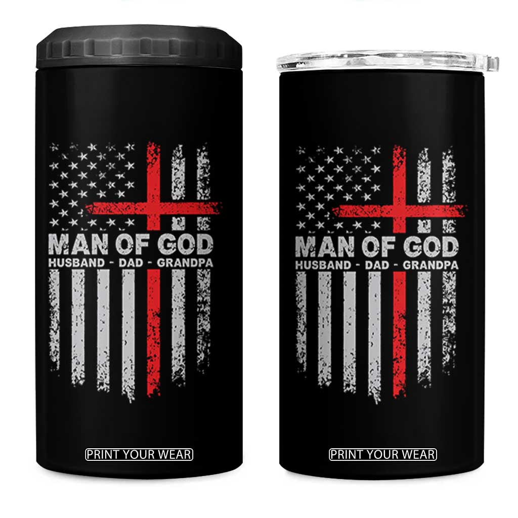 Man of God Husband Dad Protector 4 in 1 Can Cooler Tumbler Christian Dad Fathers Day TS11 One Size: 16 oz Black Print Your Wear