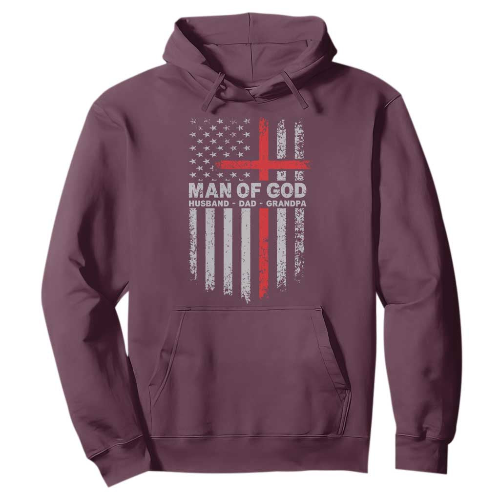 Man of God Husband Dad Protector Hoodie Christian Dad Fathers Day TS11 Maroon Print Your Wear