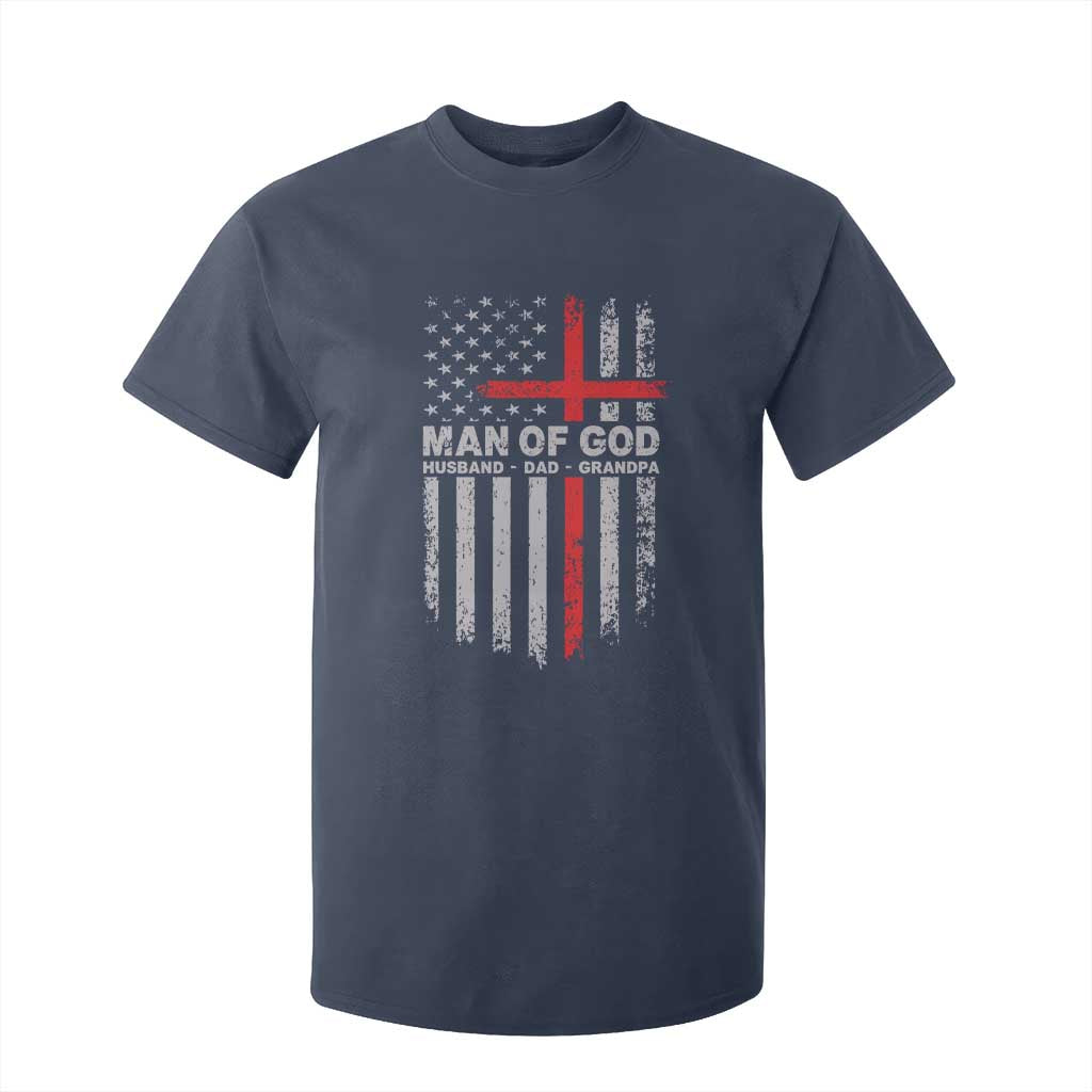 Man of God Husband Dad Protector T Shirt For Kid Christian Dad Fathers Day TS11 Navy Print Your Wear
