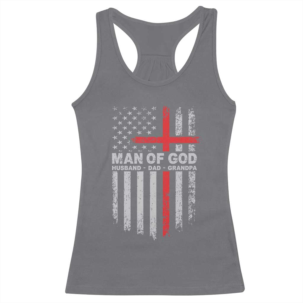 Man of God Husband Dad Protector Racerback Tank Top Christian Dad Fathers Day TS11 Charcoal Print Your Wear