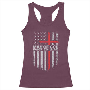 Man of God Husband Dad Protector Racerback Tank Top Christian Dad Fathers Day TS11 Maroon Print Your Wear