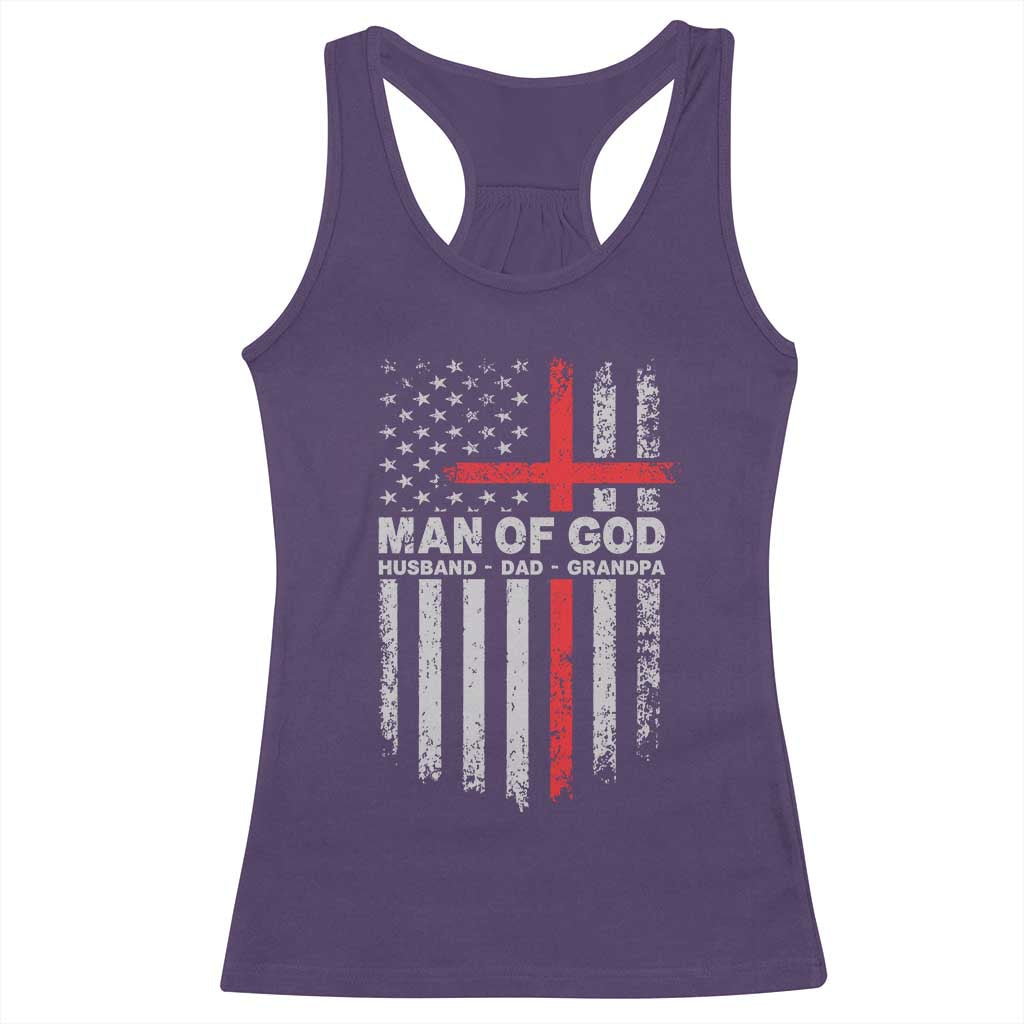 Man of God Husband Dad Protector Racerback Tank Top Christian Dad Fathers Day TS11 Purple Print Your Wear