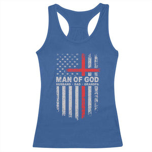 Man of God Husband Dad Protector Racerback Tank Top Christian Dad Fathers Day TS11 Royal Blue Print Your Wear