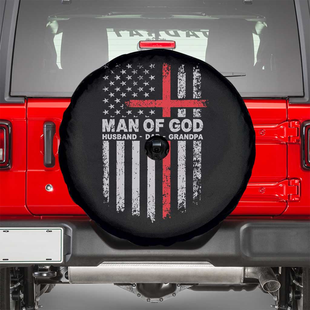 Man of God Husband Dad Protector Spare Tire Cover Christian Dad Fathers Day TS11 Black Print Your Wear