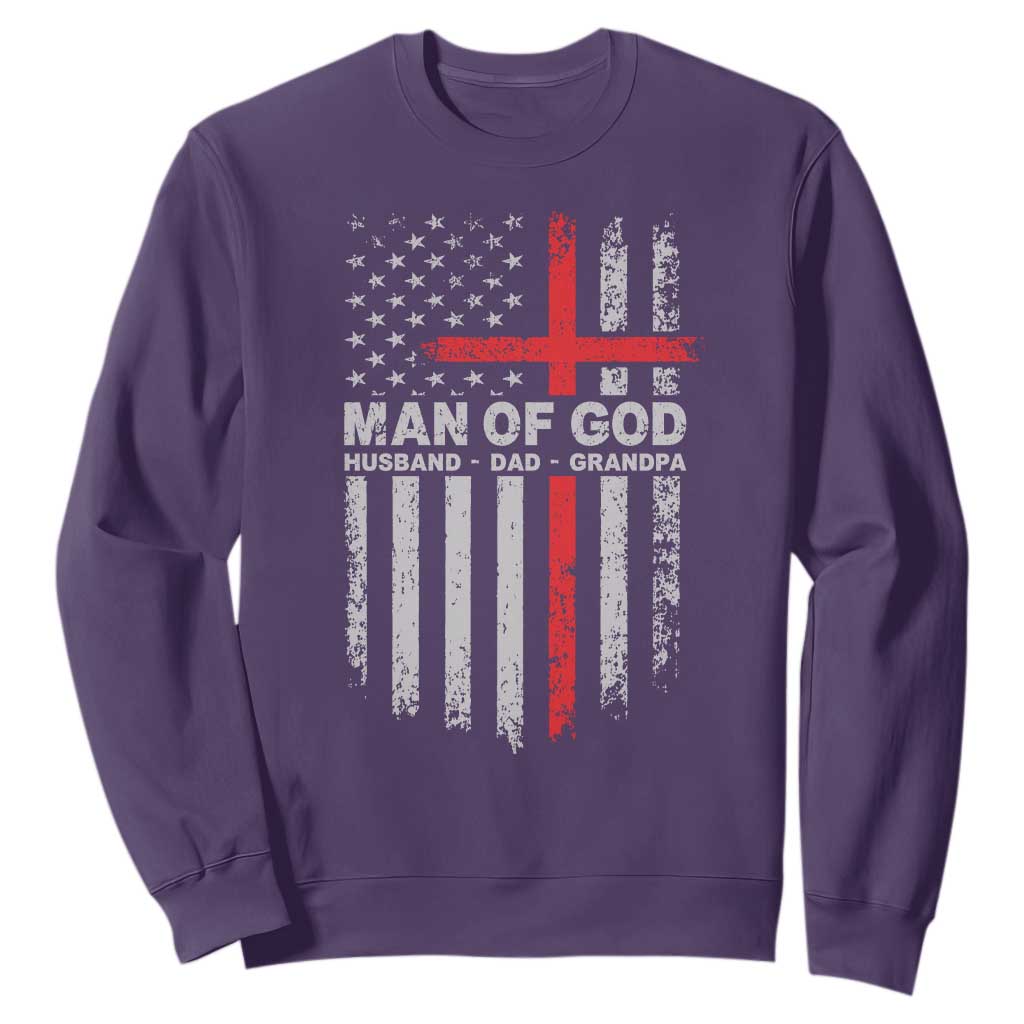 Man of God Husband Dad Protector Sweatshirt Christian Dad Fathers Day TS11 Purple Print Your Wear