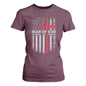 Man of God Husband Dad Protector T Shirt For Women Christian Dad Fathers Day TS11 Maroon Print Your Wear