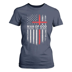 Man of God Husband Dad Protector T Shirt For Women Christian Dad Fathers Day TS11 Navy Print Your Wear