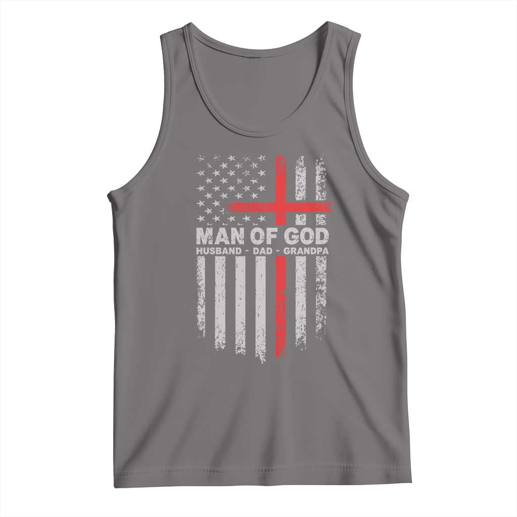 Man of God Husband Dad Protector Tank Top Christian Dad Fathers Day TS11 Deep Heather Print Your Wear