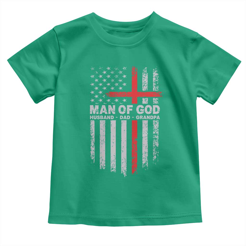 Man of God Husband Dad Protector Toddler T Shirt Christian Dad Fathers Day TS11 Irish Green Print Your Wear
