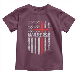 Man of God Husband Dad Protector Toddler T Shirt Christian Dad Fathers Day TS11 Maroon Print Your Wear