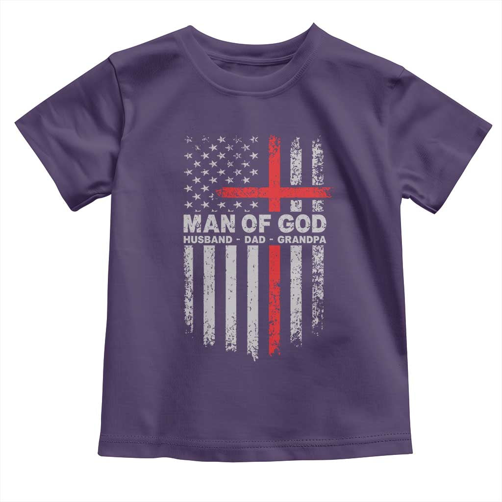 Man of God Husband Dad Protector Toddler T Shirt Christian Dad Fathers Day TS11 Purple Print Your Wear