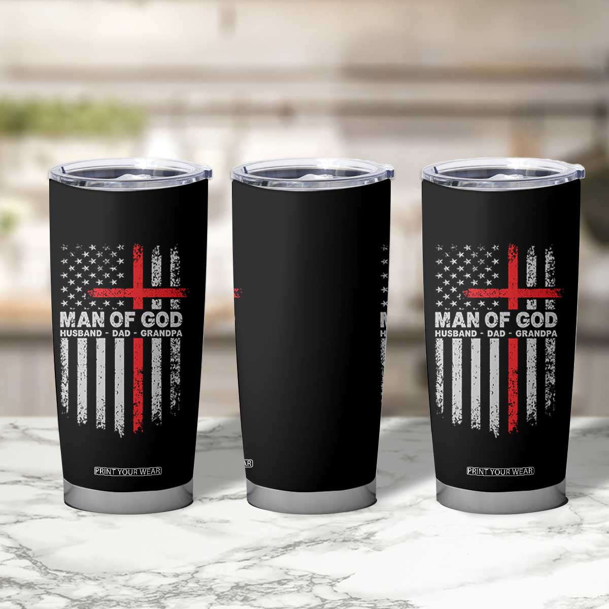 Man of God Husband Dad Protector Tumbler Cup Christian Dad Fathers Day TS11 Print Your Wear