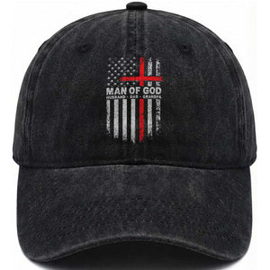Man of God Husband Dad Protector Washed Cotton Baseball Cap Christian Dad Fathers Day TS11 Print Your Wear