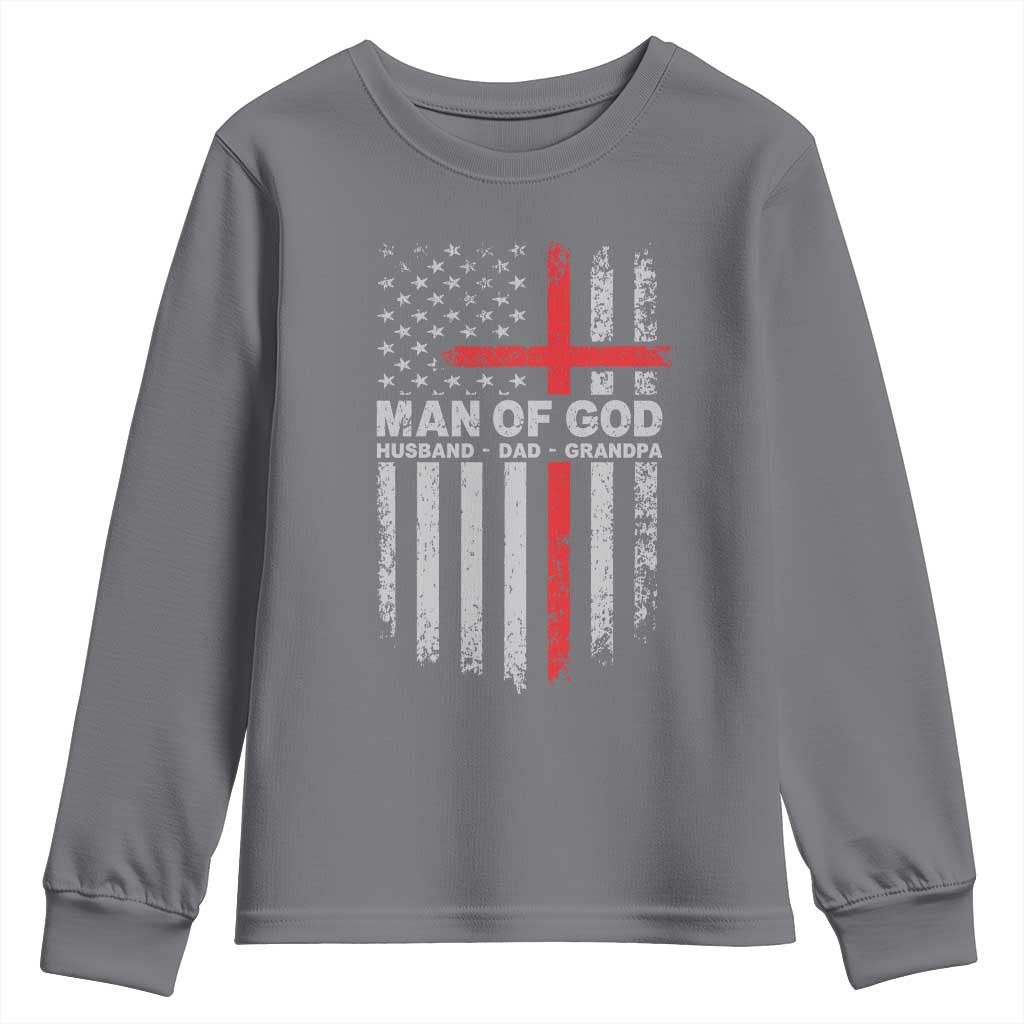 Man of God Husband Dad Protector Youth Sweatshirt Christian Dad Fathers Day TS11 Charcoal Print Your Wear