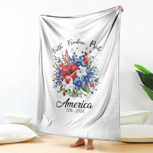 Floral 250th Anniversary Throw Blanket Faith Freedom Pride 4th of July 1776 2026