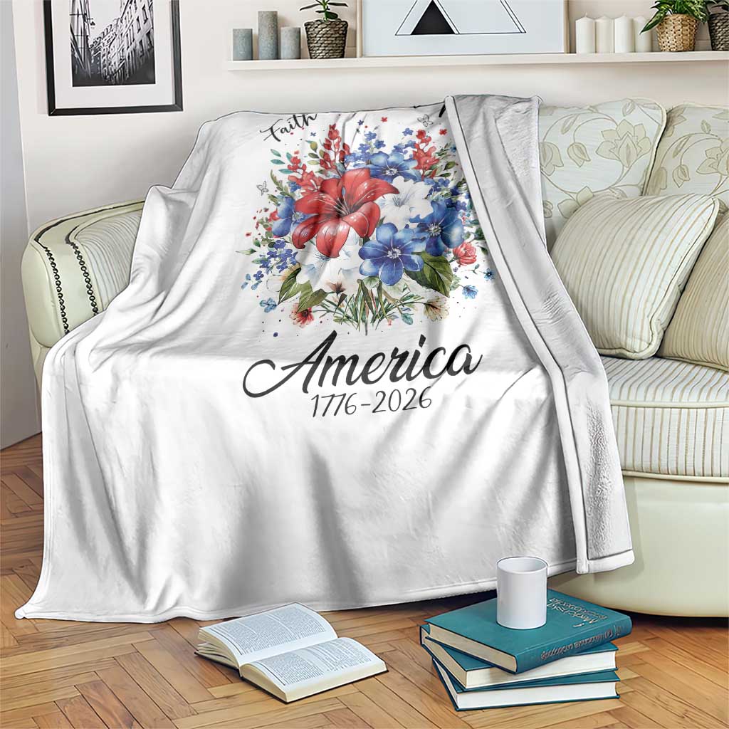 Floral 250th Anniversary Throw Blanket Faith Freedom Pride 4th of July 1776 2026