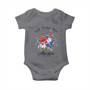 Floral 250th Anniversary Baby Onesie Faith Freedom Pride 4th of July 1776 2026 TS11 Charcoal Print Your Wear