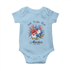 Floral 250th Anniversary Baby Onesie Faith Freedom Pride 4th of July 1776 2026 TS11 Light Blue Print Your Wear