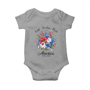 Floral 250th Anniversary Baby Onesie Faith Freedom Pride 4th of July 1776 2026 TS11 Sport Gray Print Your Wear