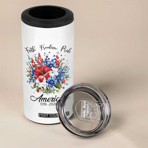 Floral 250th Anniversary 4 in 1 Can Cooler Tumbler Faith Freedom Pride 4th of July 1776 2026 TS11 Print Your Wear