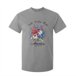 Floral 250th Anniversary T Shirt For Kid Faith Freedom Pride 4th of July 1776 2026 TS11 Sport Gray Print Your Wear