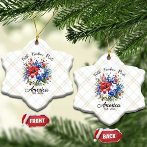 Floral 250th Anniversary Ceramic Ornament Faith Freedom Pride 4th of July 1776 2026 TS11 Print Your Wear