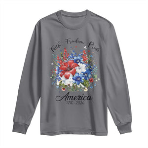 Floral 250th Anniversary Long Sleeve Shirt Faith Freedom Pride 4th of July 1776 2026